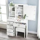 Makeup Vanity with Mirror and 10 LED Lights, Vanity Makeup Table With Drawers