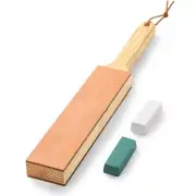 Double Side Leather Strop Block Kit for Knife Sharpening Woodworking Chisels