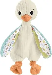 Fisher-Price Baby Sensory Toy Snuggle Up Goose Plush Toy with Jingles for Newborns, Machine Washable