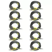 10 PACK lot PLOYNK AUDIO 25 ft foot 1/4 PA amp to speaker cable cord 12 ga gauge