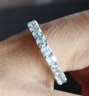 Asscher Cut Moissanite Wedding Band Square Eternity Band Asscher Moissanite Band