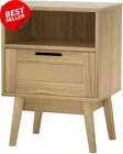 Rattan Bedside Table with Drawer Shelf Bedroom Living Room Furniture