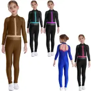 Girls Gymnastics Ballet Dance Leotard Unitard Kids Sleevelsss Jumpsuit Dancewear
