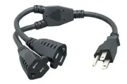 Premium 1 In 2 Out AC Power Outlet Splitter Cord - Outlet Extension Space Saving