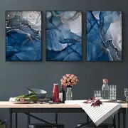 Blue Gold Marble 3 sets Canvas Wall Art