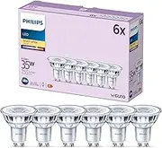 PHILIPS LED Classic Spot Light Bulb 6 Pack [Warm White 2700K - GU10] 35W, Non Dimmable. for Home Indoor Lighting.