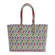 Christian Louboutin Cabata Small Patent CL 3D Logo Leather Red Tote Shoulder Bag