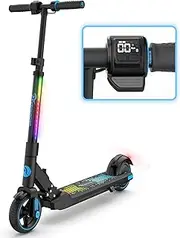[EverCross] EV06C Electric Scooter for Kids Ages 6-12, Foldable, Up to 9.3 MPH & 5 Miles, LED Display, Colorful LED Lights, Lightweight