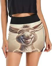 [RPLIFE] Cute Laughing Donkey Womens Exercise Skirt, Skorts Skirts Golf, Athletic Shirts Trendy