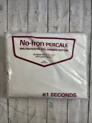 No Iron Percale WHITE California King Fitted Sheet #1 Seconds 72x84 In.