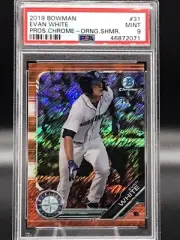 2019 Evan White Bowman Chrome Orange Shimmer Refractor /25 PSA 9 Mint