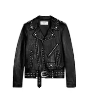 biker jacket with studs in soft lambskin FR50 black