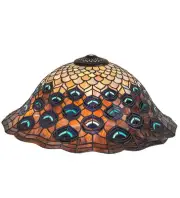 Meyda Tiffany 10676 Tiffany Peacock Feather 8" Tall Lamp Shade - Green / Blue /