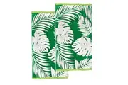 Tropical Green Velour Beach Towel - Green/White