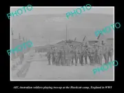OLD LARGE HISTORIC PHOTO OF AUSTRALIAN ANZAC SOLDIERS PLAYING 2-UP HURDCOTT WWI