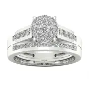 10k White Gold Round Cut 0.75Ct Diamond Bridal Set Ring Size 6 Clarity I2