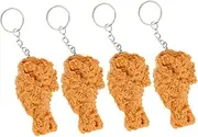 [JEWEDECO] Mini Chicken Keychain Set 4pcs Chicken Wing Food Charms Keyring Design for