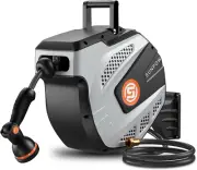 SUNPOW Retractable Garden Hose Reel - 1/2 Inch X 50Ft Wall Mounted Hose Reel wit