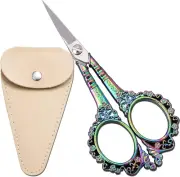Embroidery Scissors, 4.5In Small Pointed Tip Vintage Detail Shears with Sheath