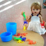 Mini Barrel of Monkeys toys for Riley Kish, Little Darling doll or Patsy Diorama