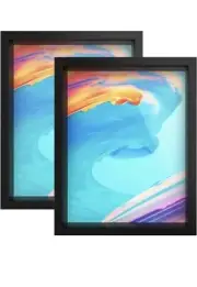 (2 Pack) Shadow Box Frame Display Case , 9''x11'' 1.7deep Black