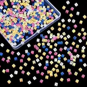 Poen 500 Mini Dice with Portable Plastic Box, 5mm Acrylic Hexahedron Dice, White, Pink, Blue, Orange, Yellow, Casino Night Parties, Board Games, Early Elementary Math Learning