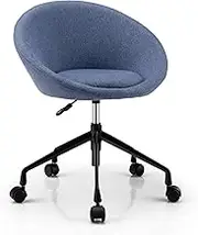 Giantex Modern Swivel Accent Chair, Round Back Desk Chair, Height Adjustable Home Office Chair w/Flexible Casters, Rolling Leisure Task Chair for Study Room, Bedroom, Make-up Room, Blue