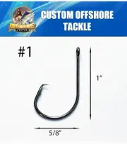 50 Size #1 Custom Offshore Tackle Circle Non Offset Inline Hooks 7381