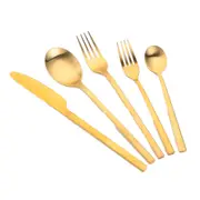 1Set Gold Cutlery Sets Matt Stainless Steel Tableware Set Knife Fork Coffee Spoon Flatware Set Dishwasher Safe Dinnerware Set