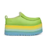UGG URSEEN PLATFORM GREEN MULTI LEATHER WOOL ALL GENDER SANDALS M6/W7 NEW