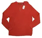 Buffalo David Bitton Wamill Solid Henley Pullover Men's Sweater NWT Red Ochre
