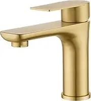 ACA International WELS Bathroom Basin Mixer Tap,Single Handle Bathroom Faucet,Solid Steel Bathroom Sink Tap(Yellow Gold)