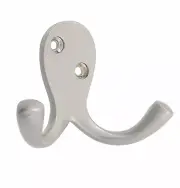 Zenith ROBE HOOK DOUBLE Hats Coat Durable Elegant BRUSHED NICKEL, GREY- 30mm