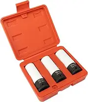 VÄRMA 3-piece 1/2-Inch Drive Heavy-Duty Wheel Protector Impact Socket Set, Thin Wall Deep Impact Socket, Lug Nut, 6 Point 17mm 19mm 21mm, Automotive Tire Repair Tools (Manganese Phosphate Coating)
