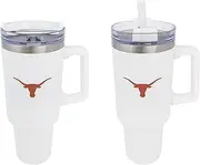 Desert Cactus University of Texas Longhorns UT Austin Large Insulated Stainless Steel Handle Lid Straw Reusable Double Walled Cup Hot Cold Drinkware Laser Etched (40oz Ounce Rally Tumbler Design E)