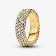 *BRAND NEW* Pandora Timeless 14k Gold-Plated CZ Pavé Triple-Row Ring 162634C01
