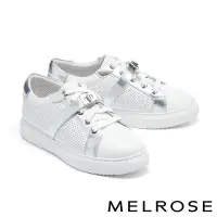 在飛比找Yahoo奇摩購物中心優惠-休閒鞋 MELROSE 簡約率性旋轉釦全真皮厚底休閒鞋－白