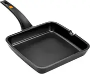 BRA Efficient - Grill Pan Smooth, 28 cm, Cast Aluminium with Non-Stick Coating, Teflon Platinum Plus, Suitable for All Types of Kitchens, Induction