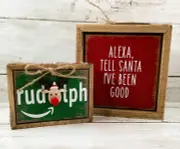 AGD Christmas Decor - Santa Reindeer Rudolph Amazon Alexa Inset Box Sign