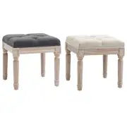 HOMCOM Foot Stool French Ottoman Bench Footrest with Button Tufted Seat Beige
