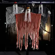 3 Pack Halloween Hanging Skeleton Ghosts Decorations, Grim Reapers for Halloween Outdoor Decorations, Halloweens Skeleton Flying Ghost, Haunted Haunted House P