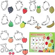 MKNZOME 12Pcs Cookie Cutters, Stainless Steel Fruit Shape Cookie Biscuit Fruit Sandwich Cutters for Baking Decorative Food DIY, Metal Cookie Cutters Molds for Holiday Themed Party Homemaking Cookie