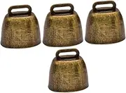 Yardwe Vintage Style Cow Bells 4pcs Iron Bells for Crafts Pet Collar Home Decor