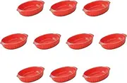 Set of 10 Red Two-Handed Oval Au Gratin Dish (18 x 11 x 4 cm) | Setomonohonpo Ceramic Au Gratin Dish