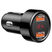 2 Port USB Car Charger Dual QC3.0 Socket 12-24V 5V 9A 12V 2.4A Max 5A Black