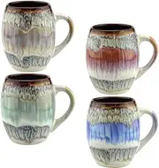 Ceramic Coffee Mugs Set of 4, Large 20 oz, Microwave Safe Glazed Unique Sturdy Kitchen Decor Modern Cups, Best Oversized Mug Gifts