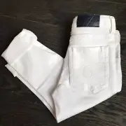 New Jacadi Paris White Cotton stretch Girl Jeans Pants Size 4A