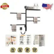 Luxurious Swivel Heated Towel Rack - Wall-Mounted & Energy Efficient, G64 Black