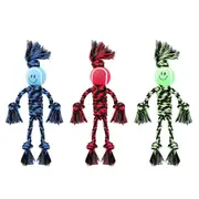 24 x ROPE MAN TUGGERS w/ TENNIS BALL DOG TOY Chew Fetch Interactive Pet Play Fun 3 Assorted Colours Tug of war