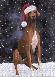 Christmas Azawakh Dog Photo Jigsaw Interlocking 200 Pcs. Puzzle